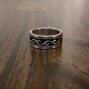 Vintage 80s Solid 925 Wave Ring